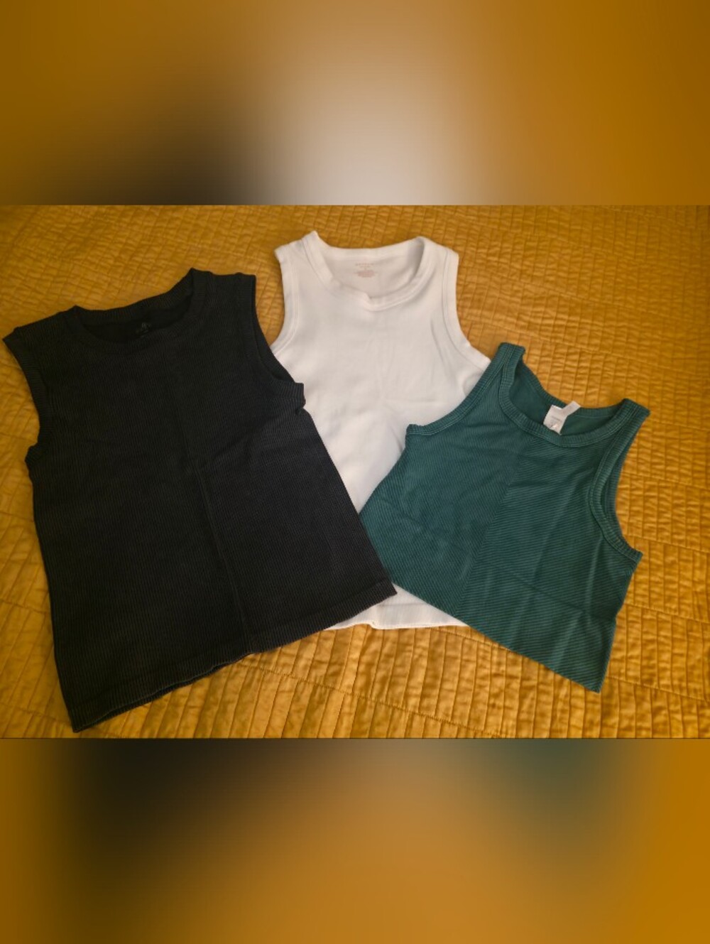 Ribbed Tank Top - Black, White & Teal Womens Lot Of 3 Tanks (2 Small 1 OS)